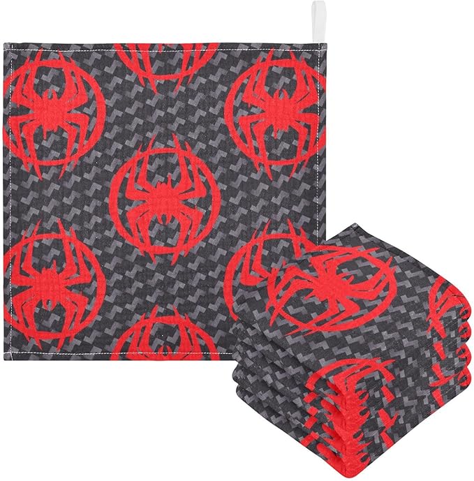 vvfelixl Red Spiders Silhouettes Baby Burp Cloths Baby Muslin Washcloths for Boys Girls Cotton Baby Face Towel for Newborn Infants Soft and Absorbent 11.8 X 11.8 in, 5 Pack