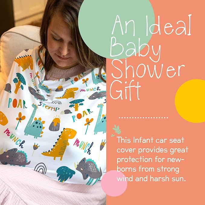 Honey Lemonade - Baby Car Seat Cover - Breastfeeding Baby Nursing Cover Carseat Canopy - Multifunctional Stretchy Soft Baby Car Seat Cover for Girl and Boy - Gender Neutral