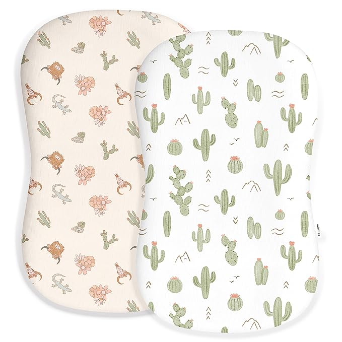 Baby Lounger Cover for Boys and Girls, Soft Breathable Polyester Cover, Fits Most Lounger Pillows, Cute Patterns, Durable and Machine Washable (Cactus Cozy, Envelope)