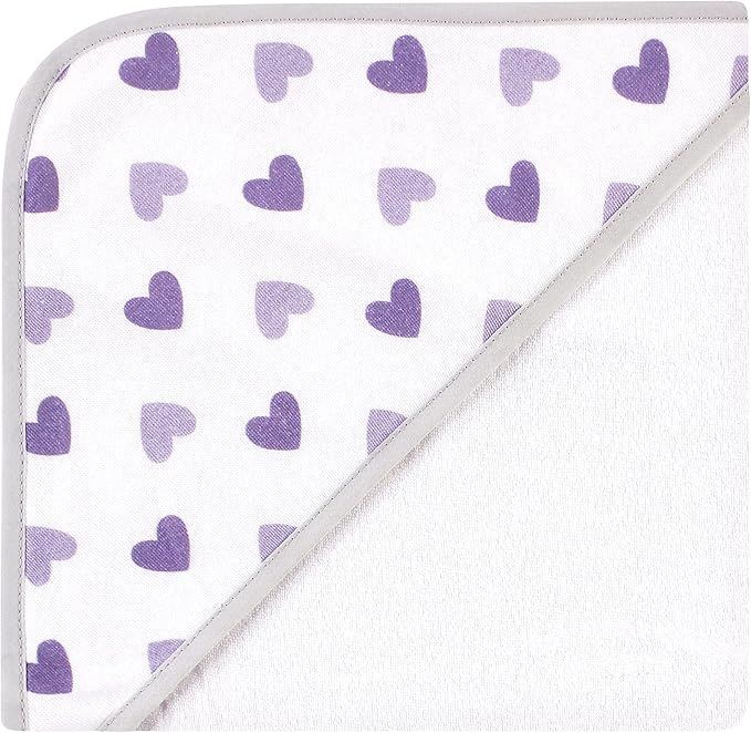 Hudson Baby Unisex Baby Cotton Rich Hooded Towels, Purple Dots Pretty Elephant, One Size