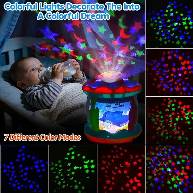 Baby Toys 6-12 Months Ocean Projector Rotating Musical Light Up Tummy Time Toys for Infant 0-6 3-6 Months Baby Aquarium Crawling Toys 4 5 6 7 8 9 12-18 Months Boy Girl 1 Year Old Birthday Easter Gifts