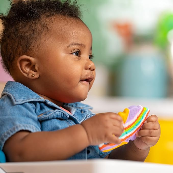 Bright Starts Soothing Soft Serve Silicone Teether, Easy-Grasp Ice Cream Cone, BPA Free, Unisex, 3 Months+ (Pack of 2)