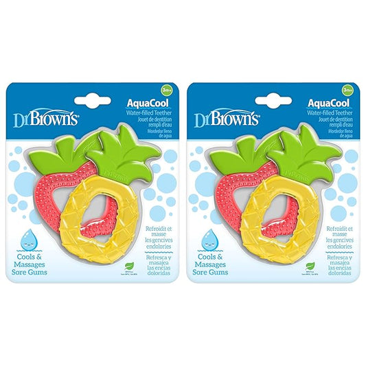Dr. Brown's AquaCool Water-Filled Teether, Cooling Baby Teether Toy for Sore Gums, Apple Pineapple, BPA-Free, 3m+, 4-Pack