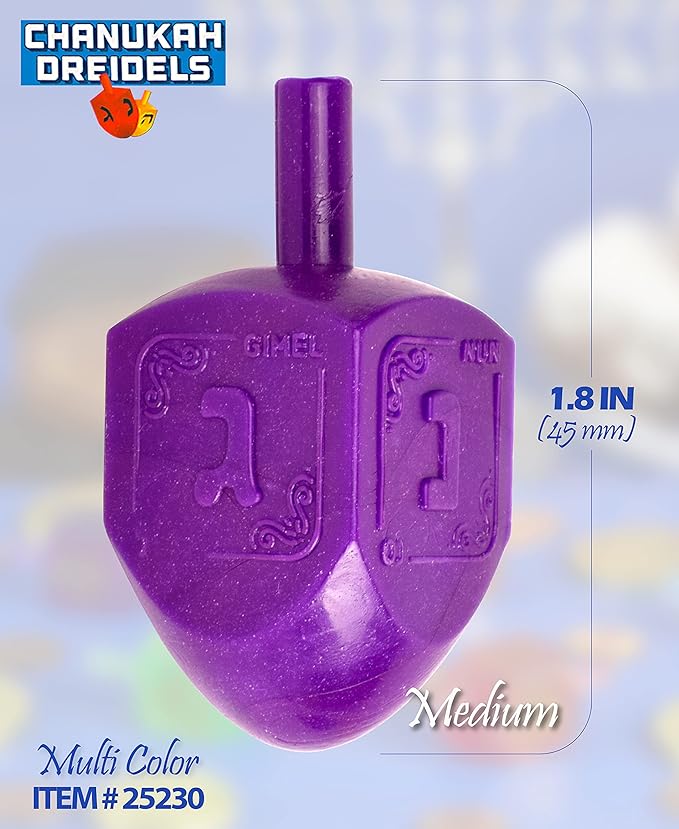 Izzy 'n' Dizzy Medium Dreidels Assorted Colors with Classic Chanukah Spinning Draidel Game, Gift and Prize - Bulk (Pack of 30)