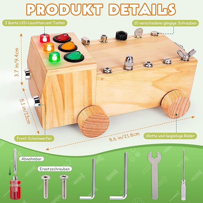 Montessori Schraubendreher Brett, Montessori Busy Board Spielzeug ab 2-6 Jahr, Montessori Activity Board Holzspielzeug Motorikspielzeug Lernspielzeug für Babys Kleinkinder Jungen Mädchen