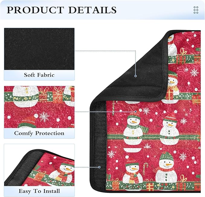 Cute Christmas Snowmen Seat Belt Cover 2 Pack Seatbelt Cover Comfortable Shoulder Strap Covers for Adults Kids Women Men