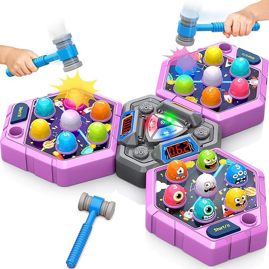 ANNKIE Whack Game Mole for Kids,Toys for 3 4 5 6 7+ Year Old Girls Boys,Pounding Game for Toddlers,Interactive Educational Toys with 3 Modes & 2 Hammers,Gifts for 3-12 Year Old Boys Girls Toddlers