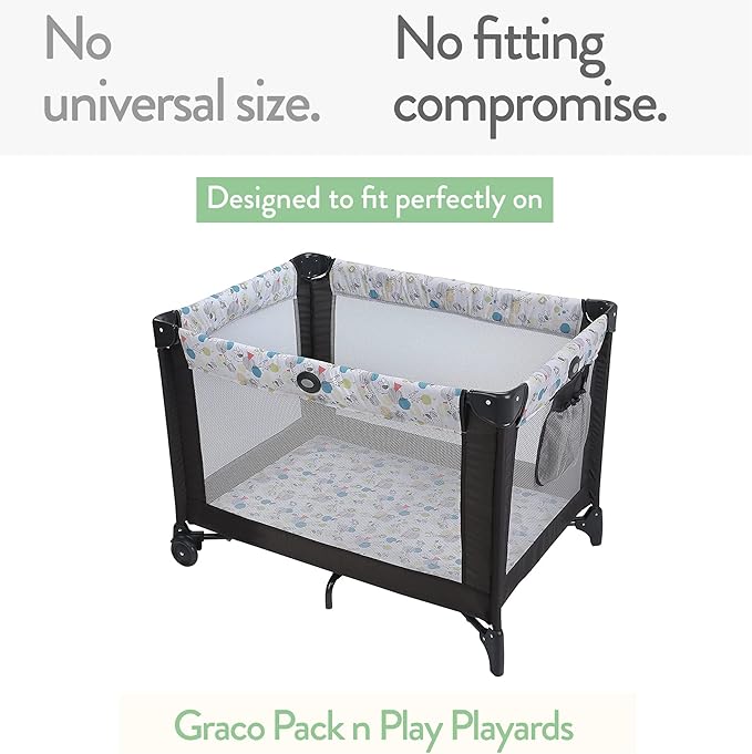 Joey + Joan Waterproof Pack and Play Mattress Pad Protector Cover – Compatible with Graco Pack n Play – 2 Pack Quilted Playard Sheets of Viscose Made from Bamboo – 27" x 39"