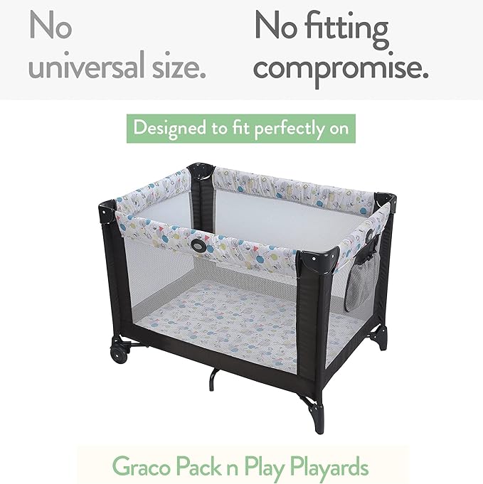 Cuddly Cubs Pack and Play Sheets Fitted – for Graco Pack n Play Playard – 2 Pack – Snuggly Soft Jersey Cotton Mini Crib Mattress Sheets Set for Baby Boy, Girl – Grey Polka Dots, Chevron