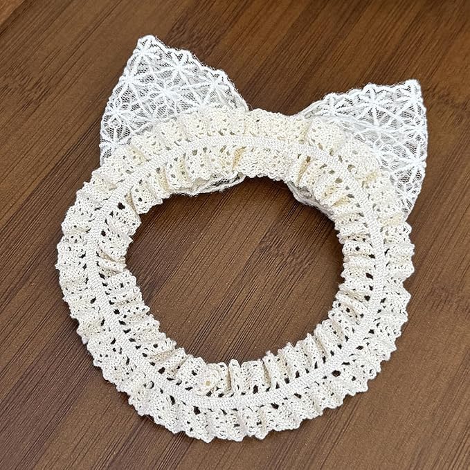 Handmade Baby Girl Headbands in Beige Baby Bows and Floral Lace Headband Bows for Newborns and Toddlers Cute Baby Girl Bows and Newborn Headband Bows