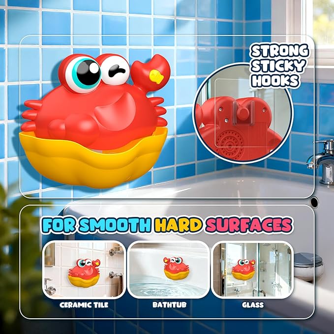 Bath Toys for Kids Ages 1-3,Light Up Baby Bath Toys Crab Bubble Maker with Colourful Light Toddler Bathtub Birthday Gifts Easter Stocking Stuffers for Boys Girls Aged 1-3 2-4 3-5
