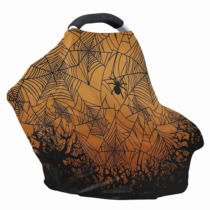Coldinair Halloween Bat Print Nursing Cover for Breastfeeding, Spider Cobweb Pattern Privacy Nursing Covers Soft Nursing Carseat Canopy Covers - Breathable and Comfortable