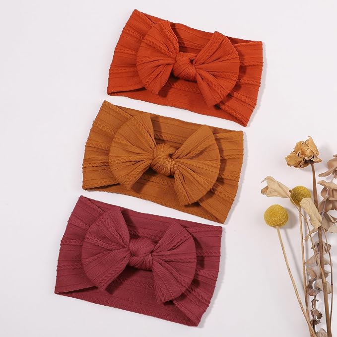 ALinmo 12PCS Baby Nylon Headbands Hairbands Hair Bow Elastics for Baby Girls Newborn Infant Toddlers Kids