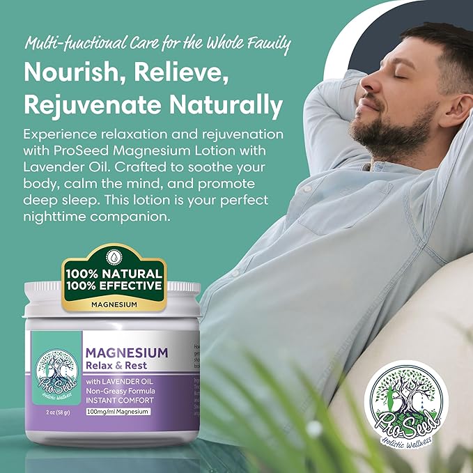 Handmade Organic Lavender Magnesium Lotion for Kids - Body Rub for Bedtime Care - Essential for Kids, Pregnant Women, Toddlers & Moms - Moisturizes & Hydrates Legs, Feet & Body - 2oz Glass Jar