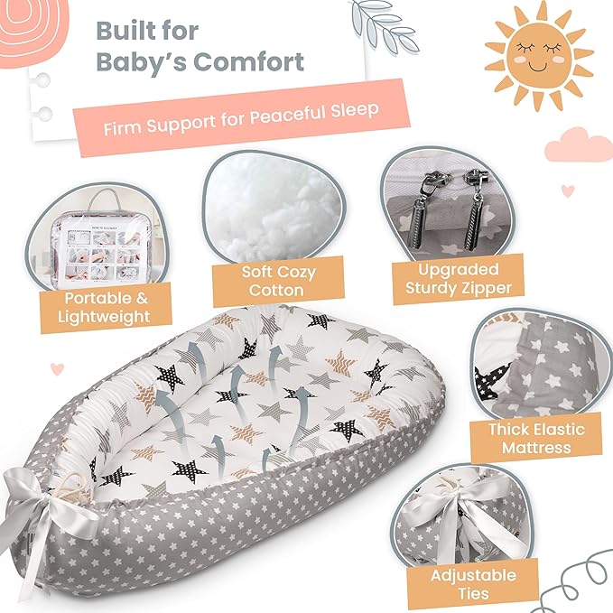 Baby Lounger - Breathable & Soft Baby Lounger for Newborn 0-24 Months, Soft Portable Baby Lounger Pillow, Newborn Babies Essentials, Snuggle Lounger Me