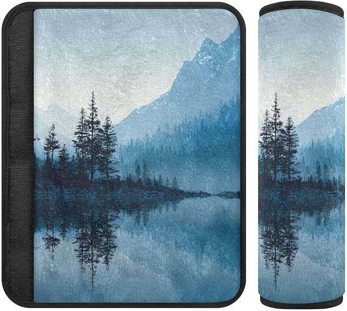 2 Pack Seatbelt Covers Seat Belt Cover Pad for Adults Boys Girls Car Seat Strap Covers Pads Cushion Universal Shoulder Strap Pad Protector for Backpack Camera Bag 6.5 Inch Winter Mountain and Mirrored