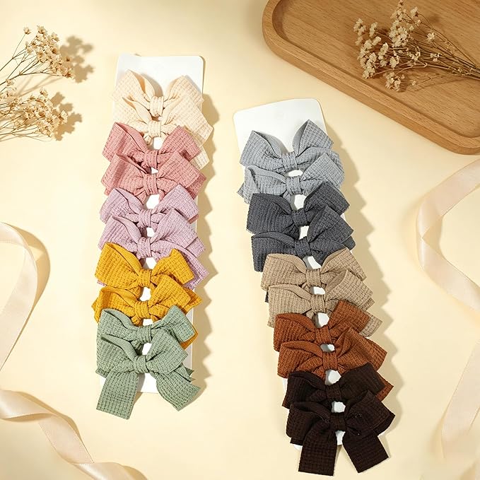 20PCS Baby Girl Dog Gift Wrap Hair Bow Clips Barrettes Multicolor Textured Bow Barrettes for Girls, Daily Wear Hair Accessories Alligator Clip for Little Girls Toddler Kids Teens