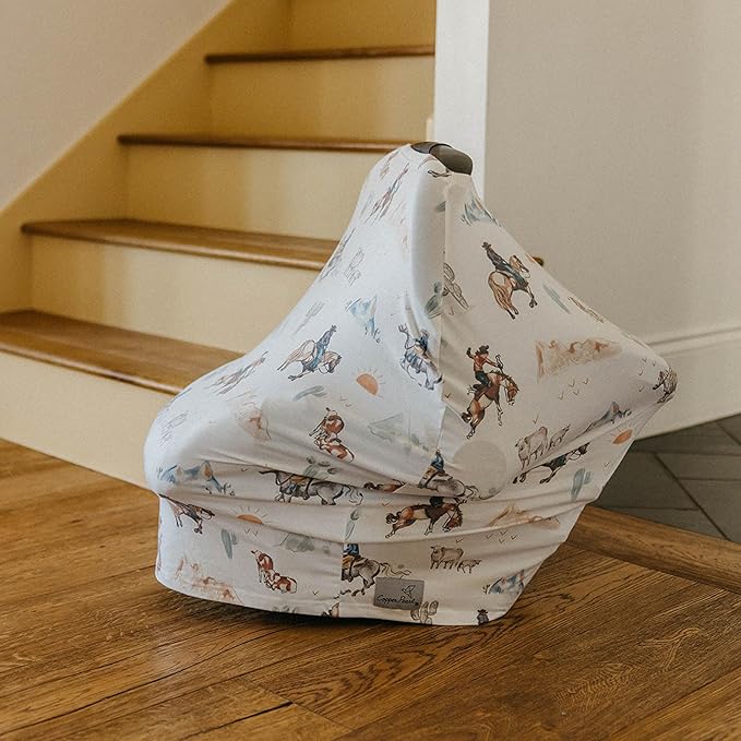 Baby Car Seat Cover Canopy and Nursing Cover Multi-Use Stretchy 5 in 1 Gift "Boone" by Copper Pearl