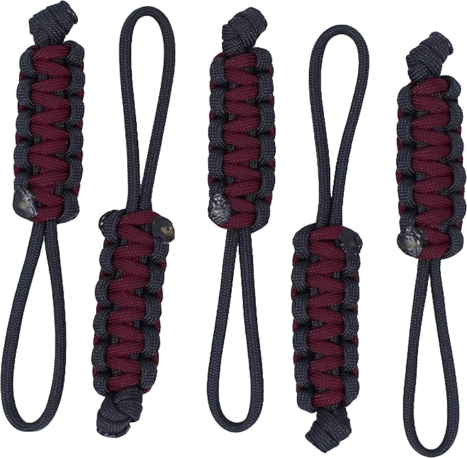 BubbasGarageTv - Large Heavy Duty Paracord Zipper Pulls (Maroon)