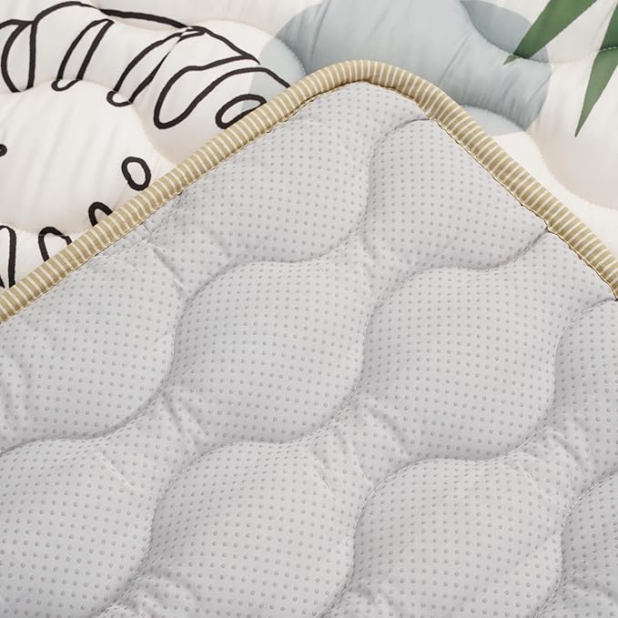 Bunnikins & Clover Baby Mats for Floor, 71"x59" Thicken Soft Play Mat, Foldable and Non Slip One-Piece Crawling Mat, Machine Washable Foam Playmat for Baby, Toddlers Infants, Tummy Time