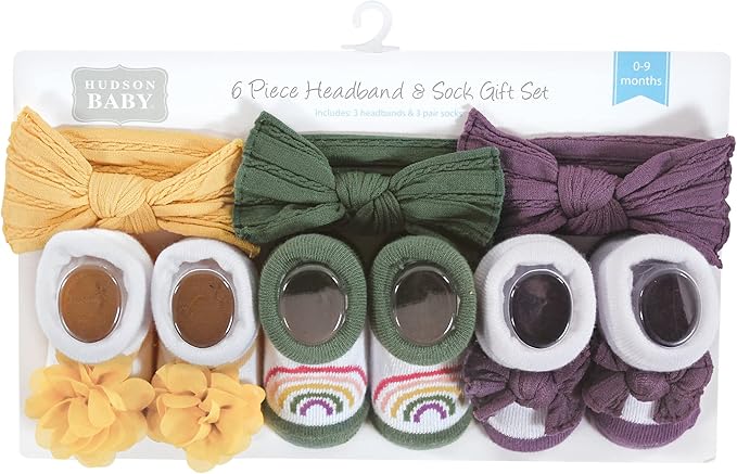 Hudson Baby Girl's Headband and Socks Giftset