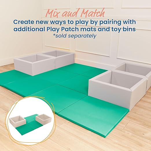 ECR4Kids SoftZone Play Patch Activity Mat Squares, Modular Playmat, Emerald, 4-Pack
