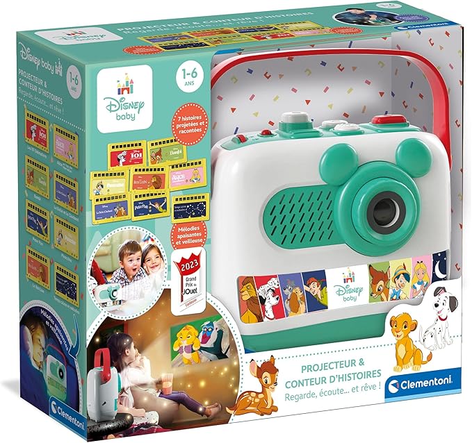 Clementoni - Disney Baby Projector and Storyteller - Enchanted Toy Projects Disney Images and Tells Stories - 4 Books Included - Built-in Speaker - 52763