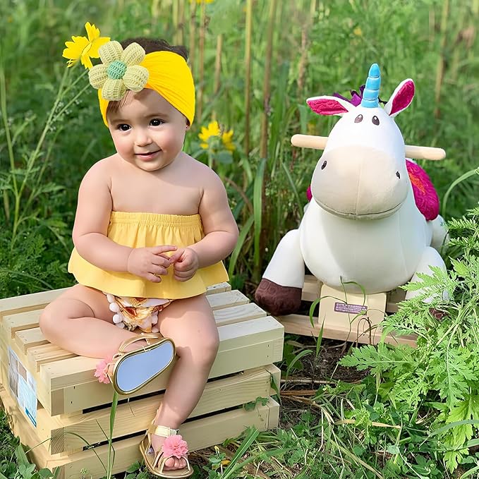 LemonSpace Handmade Baby Headbands with Big Sunflower Soft Strechy Baby Girls Nylon Hairbands Colorful Flower Bows for Newborns Infants Toddlers Baby Hair Accessories for Girls Gifts