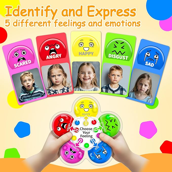 KidSquare Color Sorting Sensory Toys for Kids with Autism, Autistic 5-7, Gifts for Kids, Feelings Wheel Social Emotional Learning Activities, Fine Motor Skills Calming Fidget Toys, Ages 3+
