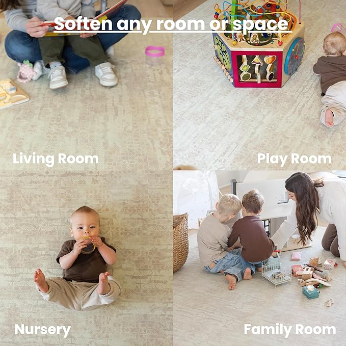 Little Landings Baby Play Mat for Floor - Sandstone (4x6ft) - Premium EVA Foam Play Mat for Babies & Toddlers (Ages 0-5+) Non-Toxic Playmat for Tummy Time, Crawling & Playroom - Stylish & Comfortable