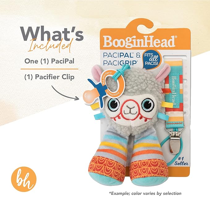 BooginHead by Infantino Pacifier Holder Stuffed Animal and Baby Pacifier Clip, Green Sloth