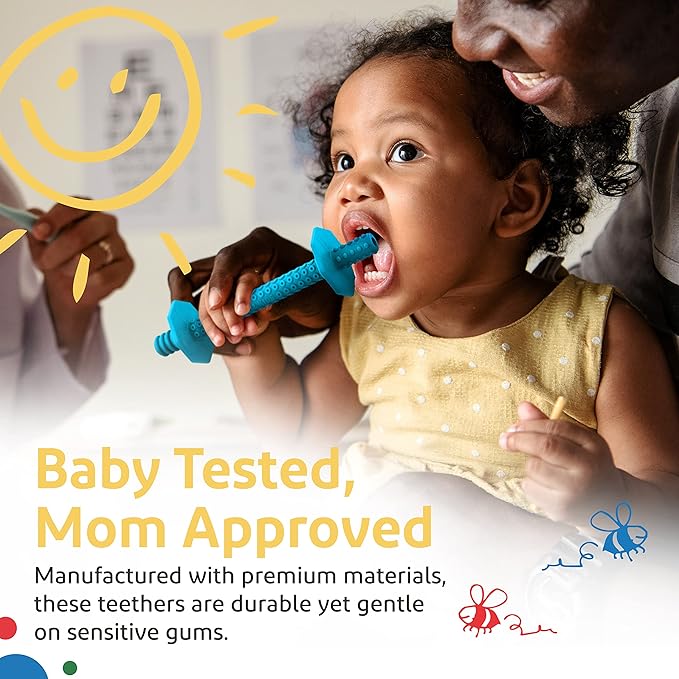 Silicone Baby Teethers 0-6 Months, Textured Baby Teething Toys 3-6 Months, Toddler Molar Teething Relief Sticks, Freezable Chew Straws for Babies 6-12 Month Girl Boy Infant (Autumn)
