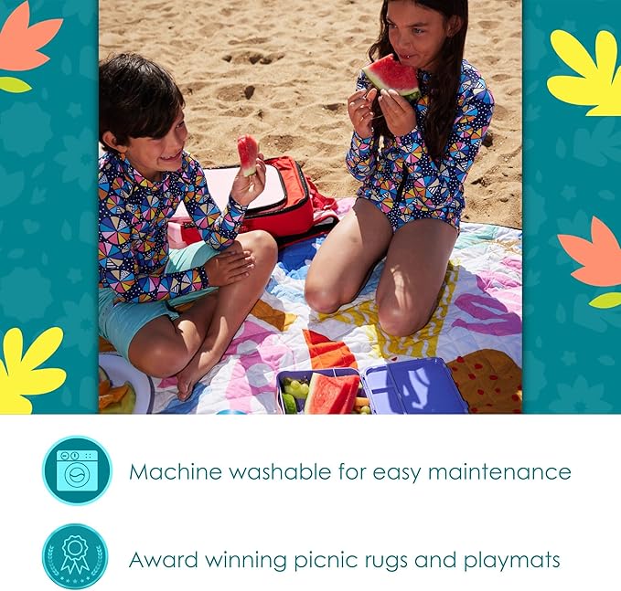 Rudie Nudie Jumbo Picnic Rug, Large Picnic Mat, 6'7" x 6'7", Outdoor Waterproof Picnic Blanket Beach Mat, Foldable & Waterproof, Picnic Blankets Ideal for Beach & Park, Outdoor Blanket, Pop Pip Pow