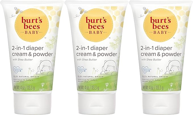 Burt's Bees Baby Daily Cream to Powder, Talc-Free Diaper Rash Cream - 4 Ounce (Pack of 3)
