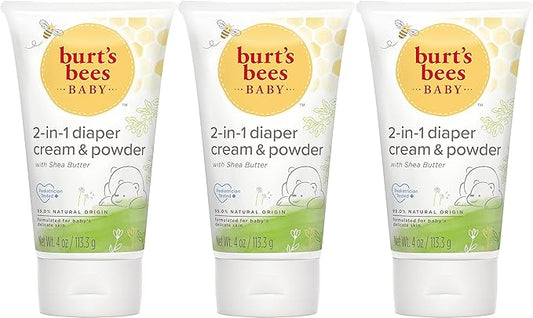 Burt's Bees Baby Daily Cream to Powder, Talc-Free Diaper Rash Cream - 4 Ounce (Pack of 3)