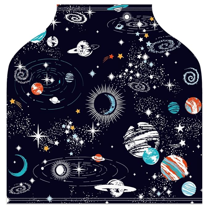 Baby Car Seat Stroller Covers Cartoon Planet Nursing Cover Breastfeeding Scarf Soft Breathable Stretchy Infant Car Canopy Coverage Carseat Cover for Boys and Girls Multi Use