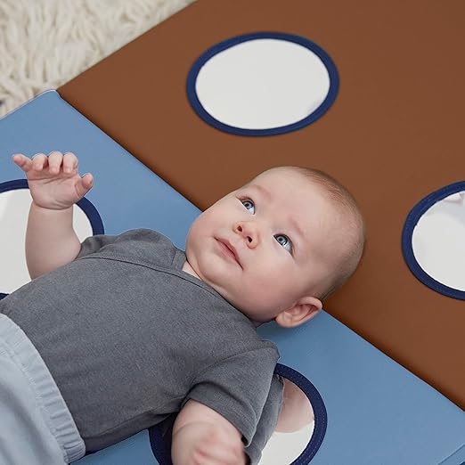 ECR4Kids SoftZone 123 Look at Me Activity Mat, Folding Playmat, Earthtone