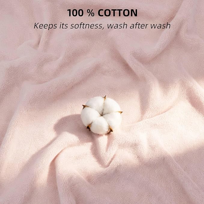 LifeTree 1 Pack Baby Hooded Towel with 1 Pack Washcloth for Newborn, 100% Cotton Bath Towel for Babies, Infant, Toddler and Kids, Thick,Soft and Absorbent, 30 * 30 Inches, Newborn Essentials, Pink