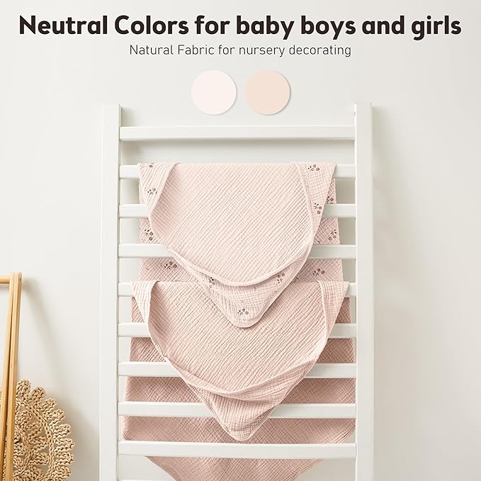 Susurration 2 Pack Thick Muslin Baby Towels, 100% Cotton Soft and Absorbent Baby Bath Hooded Towel for Newborn, Infant, Girls, Boys, Baby Essentials
