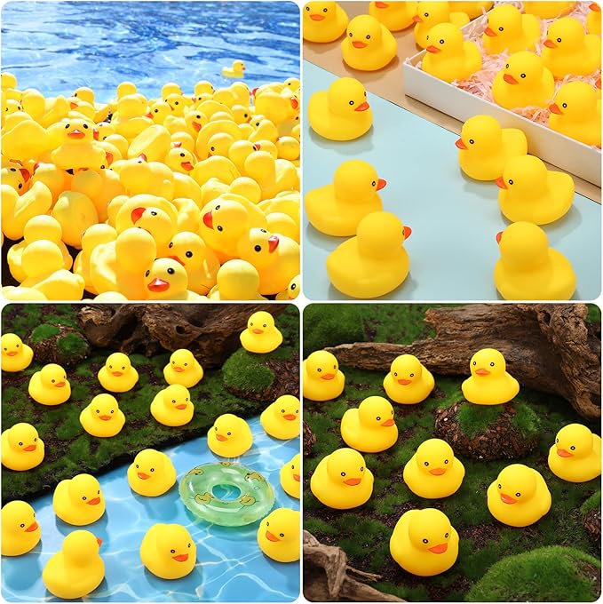 400 Pcs Mini Rubber Ducks Bulk, 2.17 x 1.97 x 1.85 Inch Float Tiny Baby Shower Rubber Duck, Small Rubber Duck, Preschool Bath Toy Rubber Duck Party Decoration Fun Squeak Small Duck Pool Toy (Yellow)