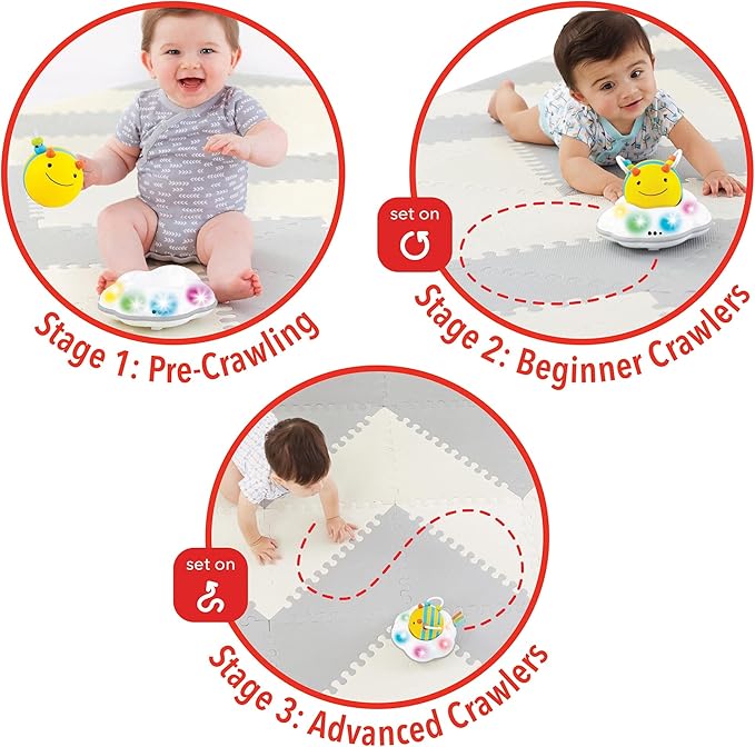 Skip Hop Gift Set of 3 in 1 Baby Activity Center, 4mo+, Silver Lining Cloud + Skip Hop 3-Stage Developmental Learning Crawl Toy, Explore & More Follow-Me Bee