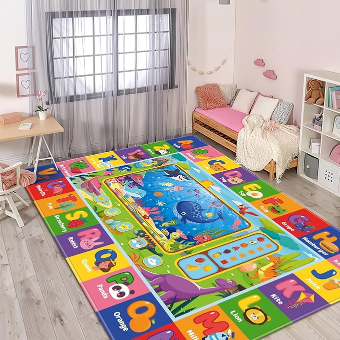 Baby Play Mat for Floor, Playmat Baby Crawling Mats Educational Tummy Time Mats Soft ABC Play Rug for Toddlers Infants Kids Rug for Playroom Classroom(78.7X59 INCH, Style 2)