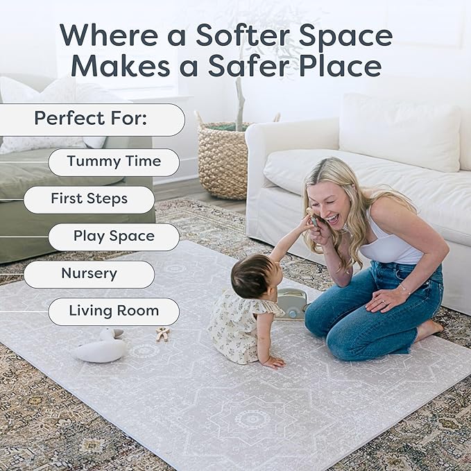 Little Landings Baby Play Mat for Floor - Layla (4x6ft) - Premium EVA Foam Play Mat for Babies & Toddlers (Ages 0-5+) - Non-Toxic Playmat for Tummy Time, Crawling & Playroom - Stylish & Comfortable
