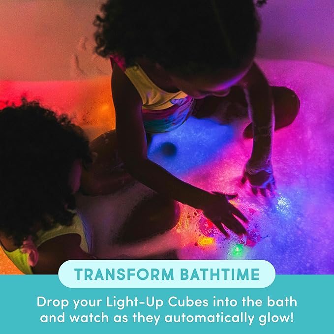 Glo Pals Personalized Hoppy Easter Water-Activated Light-Up Cubes Bath Toy – 6 Pack Easter Basket Stuffers for Kids, Custom Name Light Up Bath Cubes, Sensory Bath Toys, Easter Toys for Toddlers