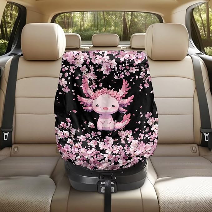 XYZCANDO Axolotl Car Seat Cover Baby Travel Cute Car Seat Sun Cover for Baby Replacement Car Seat Sun Protection Breathable Baby Car Seat Shade Cover for Most Cars Gift for Birthday