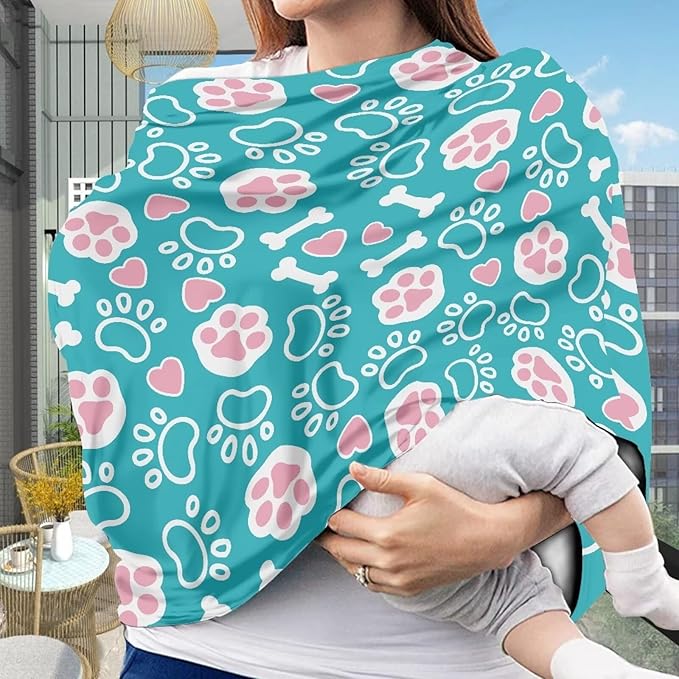 Cute Paws Nursing Breastfeeding Covers Dust Cover Soft Multifunctional Breathable Stroller Canopy Covers for Babies Privacy Protection Breastfeeding Scarf