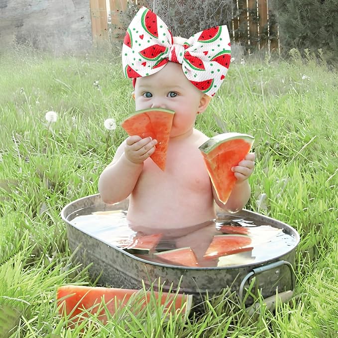 YanJie Watermelon Bow Headband for Girls Newborn Infants Toddlers - Red, 1 Count