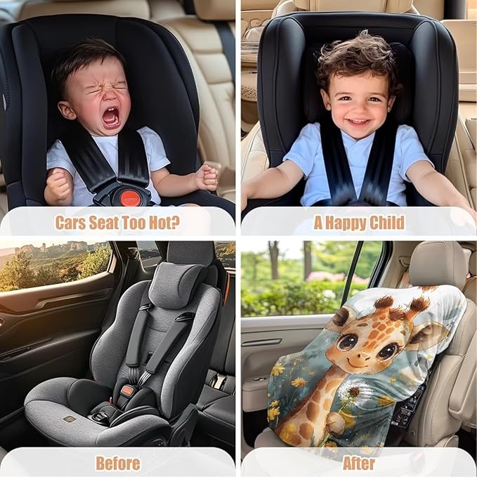 XYZCANDO Deer Print Carseat Cover for Baby Girl Cute Summer Carseat Cover Protect from Sun/Hot Days Waterproof Baby Car Seating Sun Shade Cover for Most Vehicle Gift for Birthday