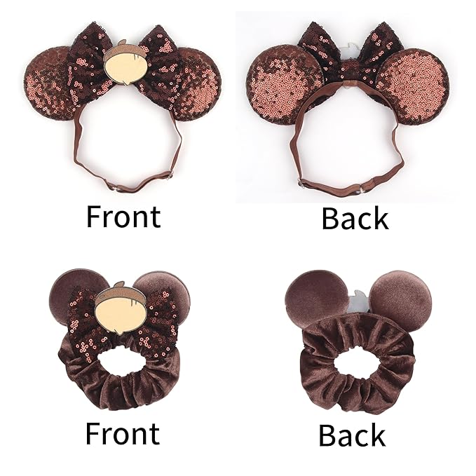 Bianbaistar Newborn Bows for Girls Toddler Hair Bows Brown Hazelnut Elastic Adjustable Headband Mouse Ears Scrunchies Essencial Accessories for Trip Headwear for Women (Brownbow)