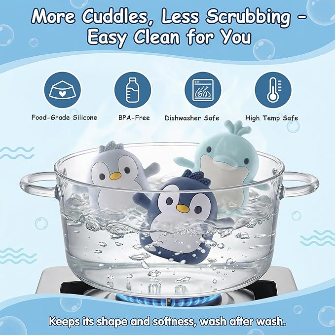 Baby Teething Toys for 3-6 Months Silicone Teething Mittens for Babies Food Grade Silicone Teether (Dolphin Ocean Blue)